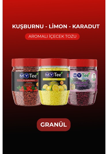 Mytee 3'lü Limon - Kuşburnu - Karadut Aromalı Granül İçecek Tozu 3 X 250gr 750 G