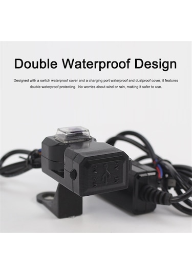 9 - 24v Çift Usb Araç Şarj Cihazı, Açma/kapama Anahtarlı Su Geçirmez