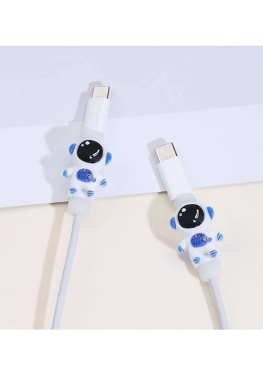 Beyaz Mavi 2'li Astranot Kablo Koruyucu