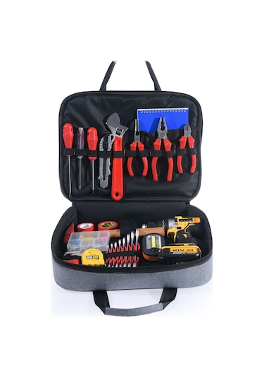 Elektronik El Takım Çantası M - Orta Boy, 19 Bölmeli, Dayanıklı Metal Fermuarlı