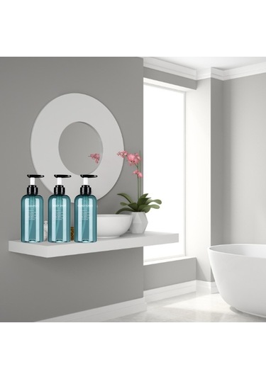 Dancemonkey Büyük Kapasiteli 300/500ml Şampuan-losyon Dispenser Seti - Mavi Ev Kullanımı Mavi