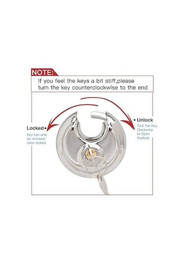 Mufunye Diskli Kilit, Anahtarlı Paslanmaz Çelik Kilit, 2-3/4 İnç Genişliğinde, 3/8 İnç Çapında Kelepçe, Depolama Ünitesi, Kulübeler, Garajlar Ve Çitler İçin Disk Kilidi