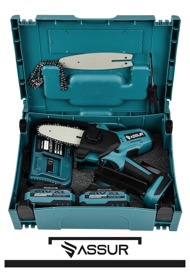 Assur ASR636 21V Çift Akülü Şarjlı Dal Budama Testeresi Mavi