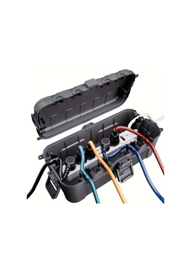 Besthome1 Dream011 Siyah 6 Girisli Dis Mekan Kablo Yöneticisi Priz Koruyucu Işıklar