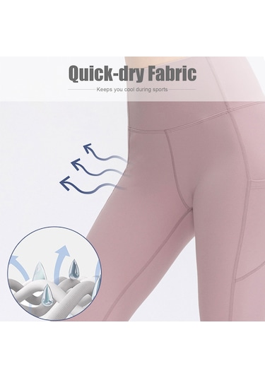 Kosona Kadın Yüksek Bel Gönlük Giyilebilir Spor Taytları - Soluk, Hızlı Kuruyan, Deri Kabartıcı, Cep Desenli Mavi 4/s 02338 Koyu Mavi