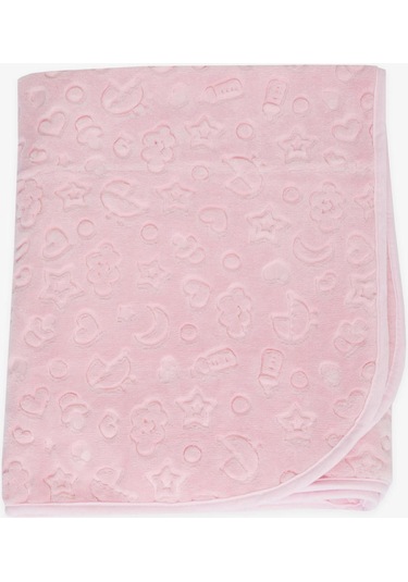 Breeze Golden Yenidoğan Bebek Battaniyesi Emboss Kabartma Desenli Pembe - Pembe