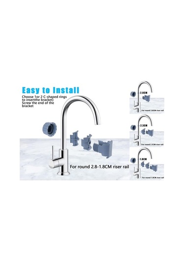 Dancemonkey Lichen Duş Caddy Matkapsız, 3 Parça Duş Rafı, Paslanmaz Çelik Açık Gri Je Açık Gri