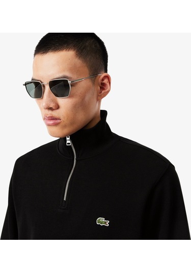 Lacoste Yarım Fermuar Sweatshirt Siyah