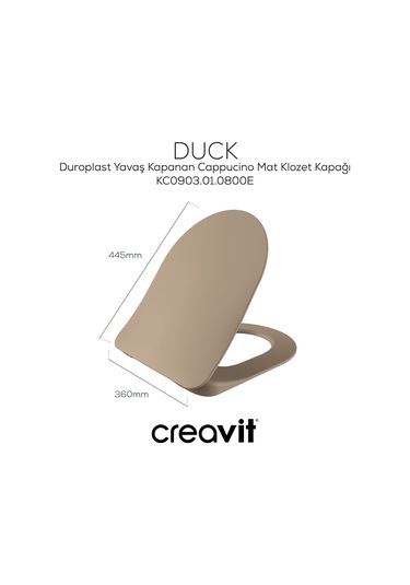 Creavit Duck Duroplast Yavaş Kapanan Klozet Kapağı Mat Cappucino KC0903.01.0800E