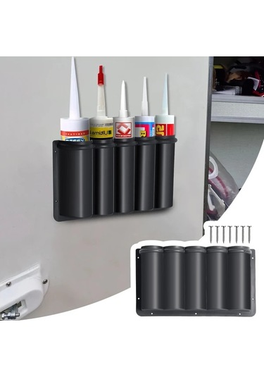 Sunshine011 5 Gözlü Abs Alet Organizatör Rafı Garaj Ev Dükkan İçin Siyah Duvar Montajlı Dayanıklı Depolama Siyah
