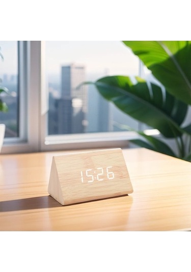 Trendooze Tarih Sıcaklık Saat Saat Masa Göstergesi Fx Dijital Alarmlı Ahşap Jy
