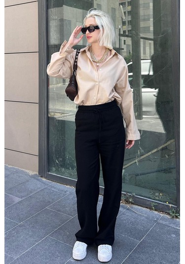 Madmext Mad Girls Bej Oversize Gömlek Mg1369-bej Bej