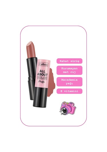 Callista All About Color Matte Lipstick Mat Görünümlü Ruj 511 First Blush - Nude