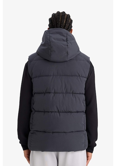 Defacto Defactofit Regular Fit Kapüşonlu Su Geçirmez Fermuarlı Şişme Yelek E9216ax25auar214 Antrasit