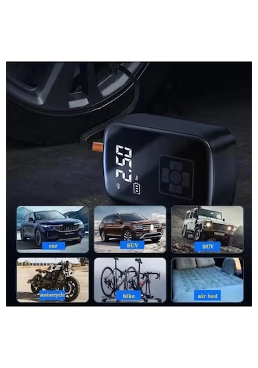 Enshall A-5566 Mini Kablosuz Dijital Taşınabilir Kompresör Araç Lastik Top Şişirme Pompası Hava Kompresörü