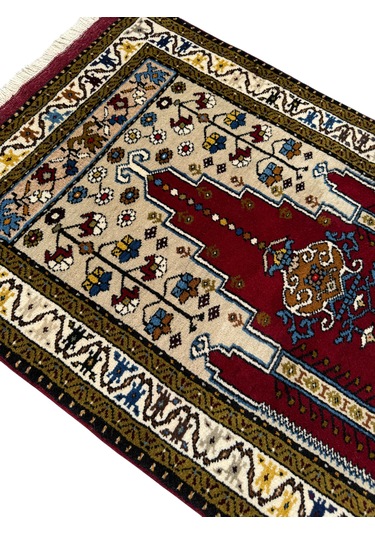 El Dokuma Sıfır Yahyalı Namazlık 80x130 Kök Boya Yün Seccade
