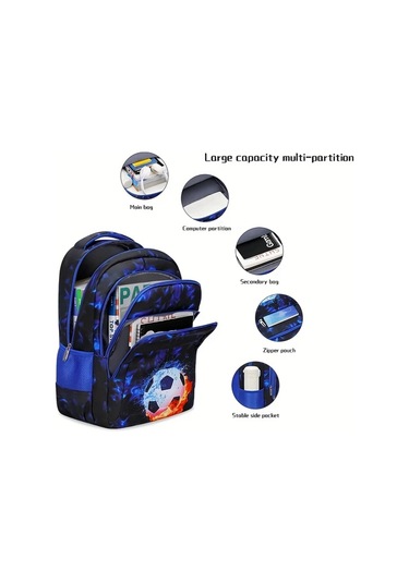 Dream011 Mavi 3 Adet Sırt Çantası Yıldızlı Gökyüzü Deseni Büyük Kapasiteli Hafif Çift Omuz Askılı Seyahat Çok Fonksiyonlu Üniversite MAvi