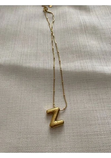 14k Altın Renginde Z Harfli Balon Model Çelik Kadın Kolye Altın