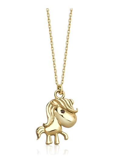 14 Ayar Mikron Altın Kaplama Midilli Atı Gümüş Kolye - Çocuk Ve Genç Kız Hediye Kolyesi - Cns00670 Altın
