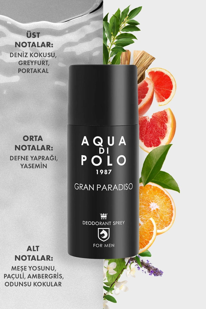 Gran Paradiso Parfümlü Erkek Deodorant 150 Ml Odunsu, Narenciye Alüminyum İçermez Fresh
