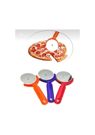 Pizza Dilimleyici Hamur Kesici Rulet 2 Adet Plastik Saplı Pizza Kesici Kırmızı - Yeşil - Siyah