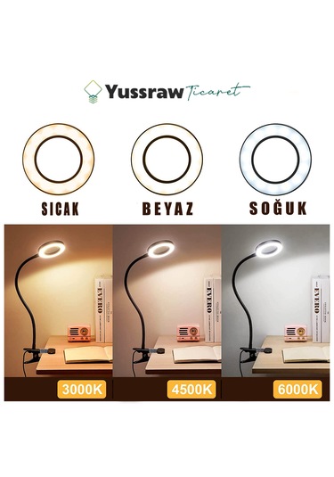 Çok Fonksiyonlu Akrobat Masa Lambası Şiddeti Ayarlanabilir 3 Farklı Işık Rengi Siyah G