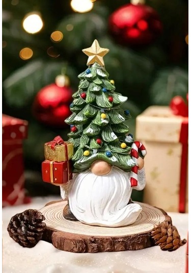 Kış Masası Noel Ağacı Süslemeleri İç Mekan Ev Dekorasyonu Noel Babalı Çam Ağacı 01