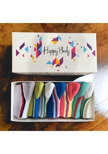 Happy Body Çorap (ART.23303) Penye 7 Çift Bayan Patik Dikişsiz Çok Renkli