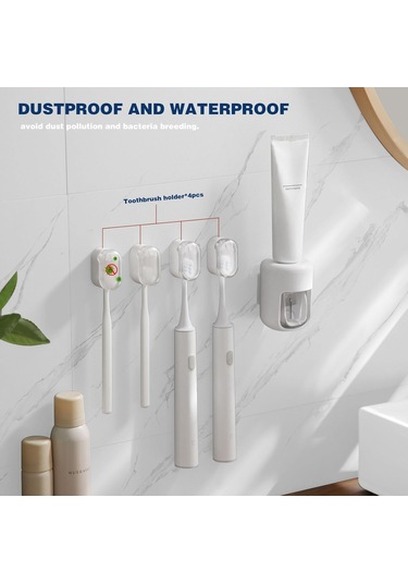 Diş Fırçası Tutucu 4'lü Paket, Toz Geçirmez Elektrikli Diş Fırçası Tutucu Duvara Monte Kendinden Yapışkanlı Diş Fırçası Tutucu Diğer