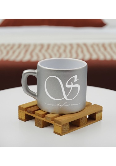 Bk Gift Kişiye Özel İsimli Gümüş Renkli Middle Çay & Kahve Fincanı-5, Arkadaşa Hediye, Sevgiliye Hediye, Doğum Günü Hediyesi Kobitmeyencom32542 Bk Gif