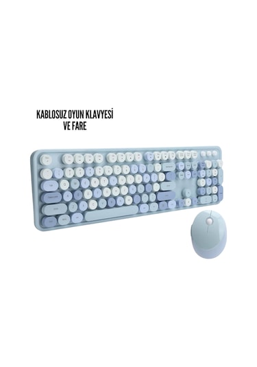 Kablosuz Klavye Mouse Seti Mavi