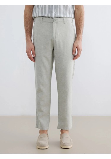 Lc Waikiki Yeşil Regular Fit Keten Karışımlı Erkek Chino Pantolon
