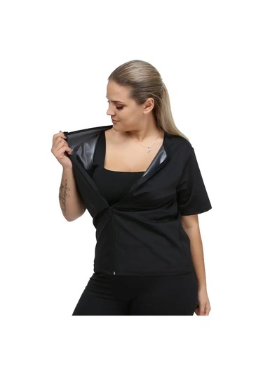 Pastimore Termal Sauna Fermuarlı Atlet Siyah