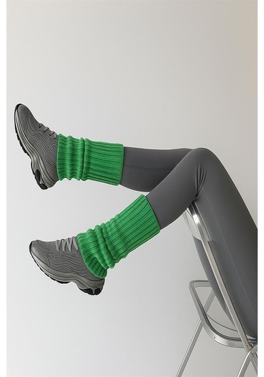 2 Adet Basic Kalın Pamuk Karışımlı Tozluk Çim Yeşili