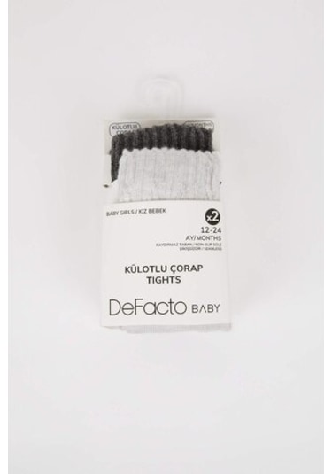 Defacto Kız Bebek Dikişsiz 2li Pamuklu Külotlu Çorap D2500a5nskr1 Çok Renkli