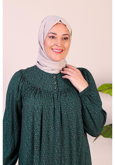 Kadın Uzun Buyuk Beden Anne Elbise Yazlik Tesettur Giyim 001