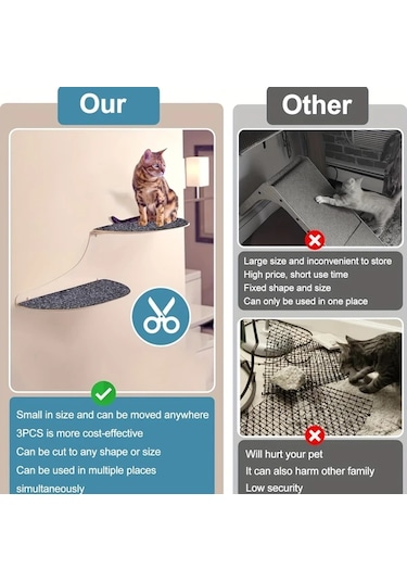 Honeybeeshop Kedi Tirmalama Koruyucu Kendinden Yapışkanlı Mobilya Koruyucu Khaki 15 75x78 74inch Gri Koltuk Kapı Kedi Ağacı Rafı