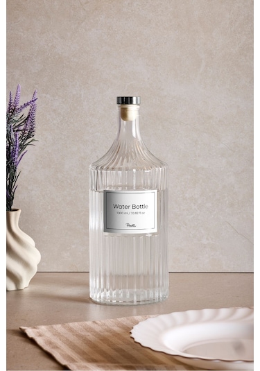 Perotti Viking 1000 Ml Cam Şişe Ve Yağlık Kapaklı Çift Kapaklı Şeffaf