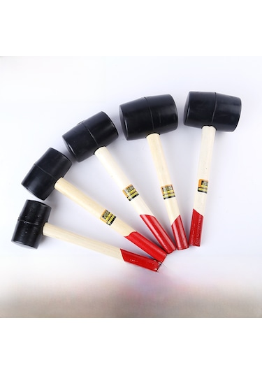 Qingmipy Ahşap Saplı, Yuvarlak Üstlü 750g Kauçuk Çekiç: Kırılgan Malzeme Montajı İçin Şok Emici, Dayanıklı Profesyonel Araç 70 Adet/kutu