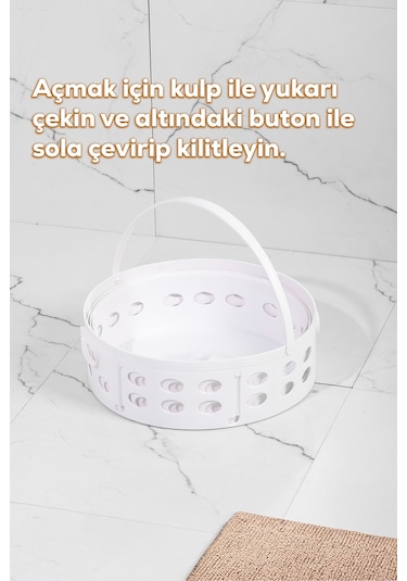 Porsima 25100 Teleskopik Katlanır Sepet Katlanabilir Çamaşır Sepeti Orta Boy Katlanır Çamaşır Sepeti Beyaz 15lt Beyaz