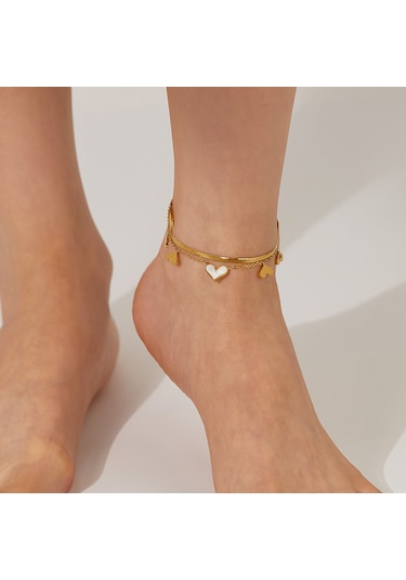 Sones Opk Gz193 Paslanmaz Çelik Çift Katmanlı Kalp Bileklik Altın