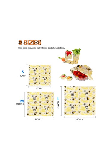 Geeroyoo Yeniden Kullanılabilir Balmumu Gıda Saklama Örtüsü - Sandviç, Meyve Ve Sebzeler İçin 3 Boyutlu Set Diğer