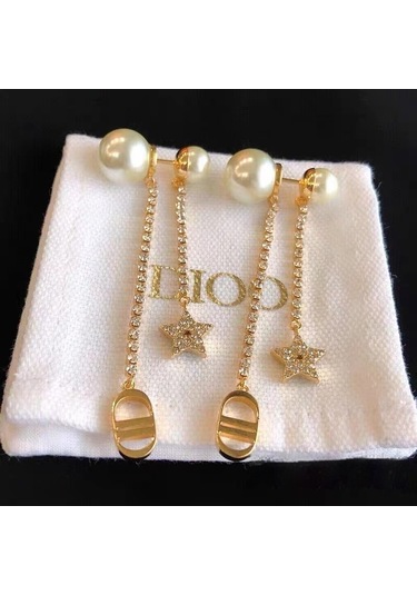 Yystore Dıoo Kadın Küpeleri Zirkon Kakmalı Cd Harfleri Püskül Küpe