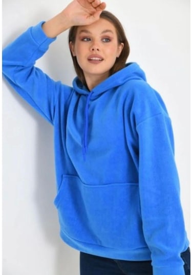 Lovie Moda Kadın Kapşonlu Sweatshirt Saks