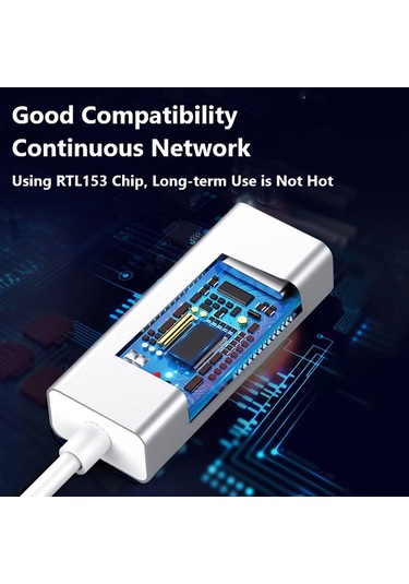 Cbtx 0352B Tip-C RJ45 LAN Adaptörü LED Göstergeli Ethernet Ağ Kartı Gri