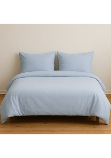 Çift Kişilik Düz Renk Mavi Nevresim + 2 Adet Yastık Kılıfı MAVI