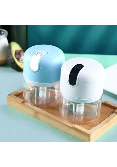 250ml Mini Mutfak Robotu - Akülü Sarımsak Kıyma Makinesi, Soğan, Zencefil, Blue Mavi
