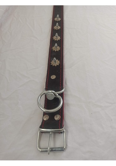 Kozaklı Deri Çivili Dikenli Süslü Köpek Tasması Kırmızı 65 x 4 CM