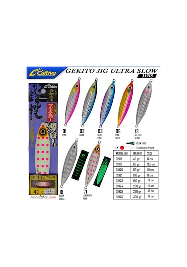 Cultiva 31918 Gekito Jig Ultra Slow 40g 8.0cm