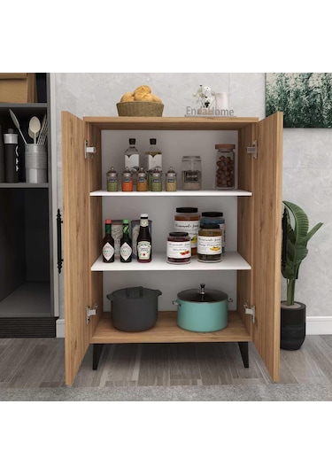 Reyo Home Enda 3 Raflı 2 Kapaklı Çok Amaçlı Dolap Atlantik Çam